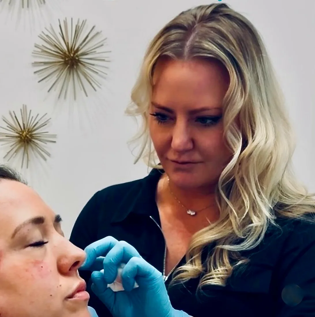 Brittany Cantu, AME placing an injectable treatment at Banyan and Bamboo med spa Austin TX